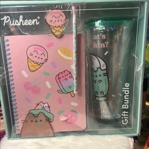 Pusheen Pink Gift Bundle with Tumbler and Notebook